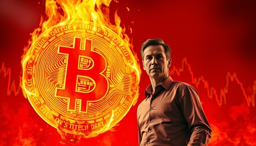 Crypto market liquidation October illustration with market crash text and Bitcoin.