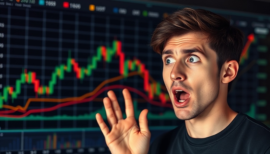 Crypto flash crash reaction with shocked man and financial chart.