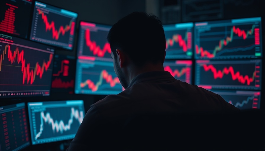 Bitcoin crash analysis by focused man in dim office