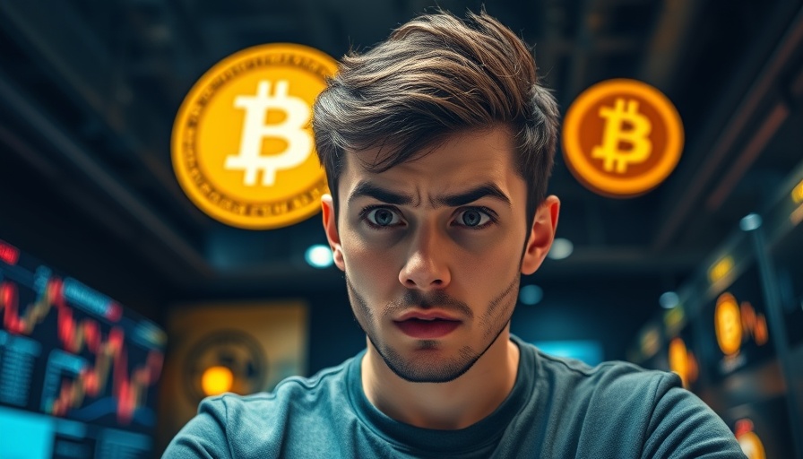 Frustrated man pondering Bitcoin Trading Strategies indoors.