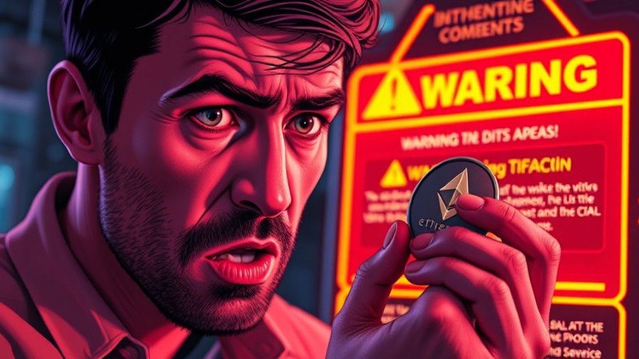 Ethereum coin with concern and warning graphics, ETH Bribe Scandal.