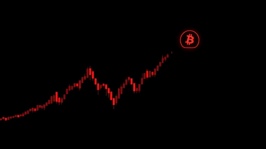 Short Bitcoin alert on financial chart with declining trend.