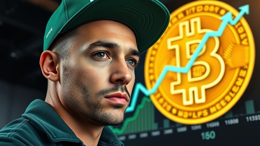 Bitcoin price prediction excitement with bold text and symbols.