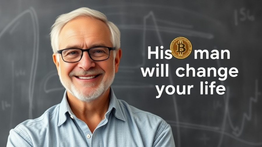 Crypto Boom Prediction with smiling older man and Bitcoin symbol.