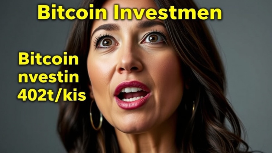 Woman discussing Bitcoin in 401(k) with investment text emphasis.