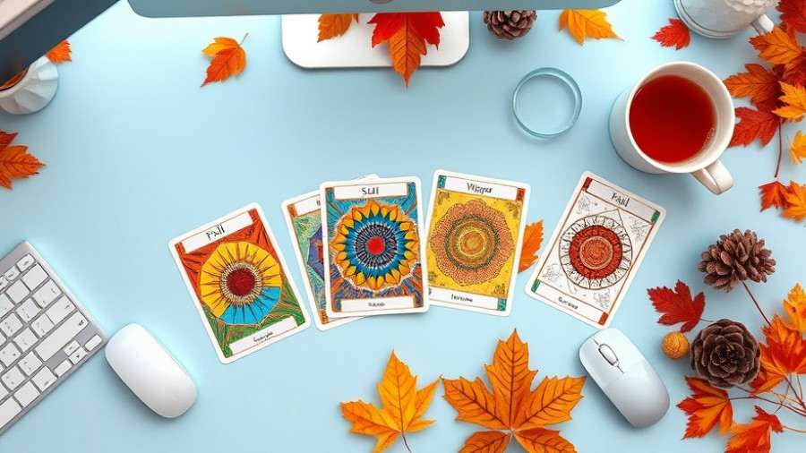 Oracle Card Reading November 2-8, 2025: colorful cards and autumn decor.