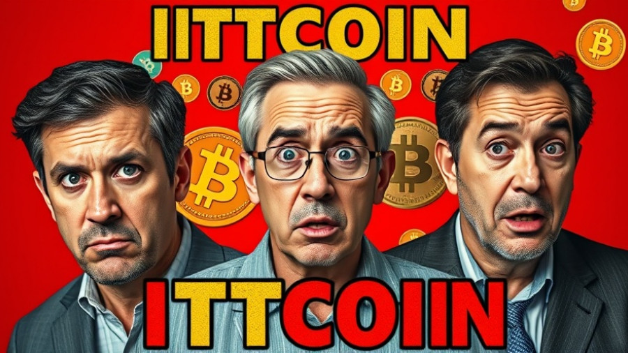 Dramatic collage highlighting Bitcoin volatility with concerned individuals.