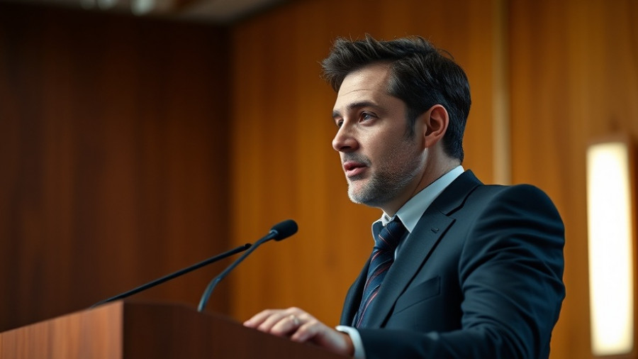 Speaker discussing WHO guidance health funding at formal event.