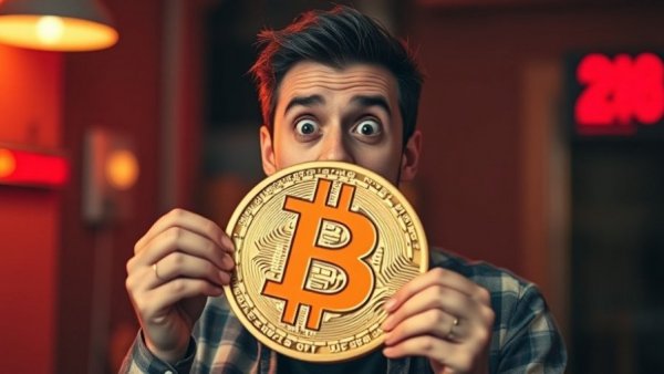 Shocked reaction with Bitcoin symbol and warning light, Bitcoin Price Analysis.
