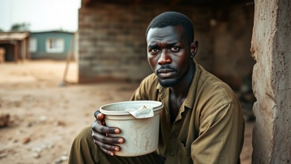 Man receiving aid in South Sudan, highlighting hunger crisis.