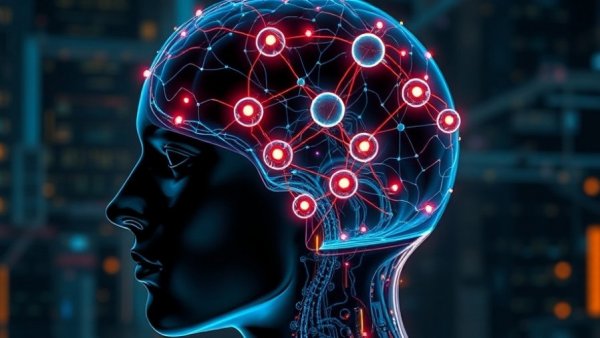 Futuristic human head with neural networks representing supercharged vitamin K derivatives.