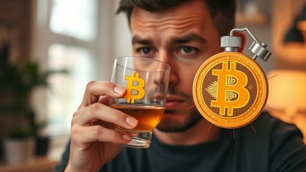 Bitcoin price alert concept with concerned person and alarm light.