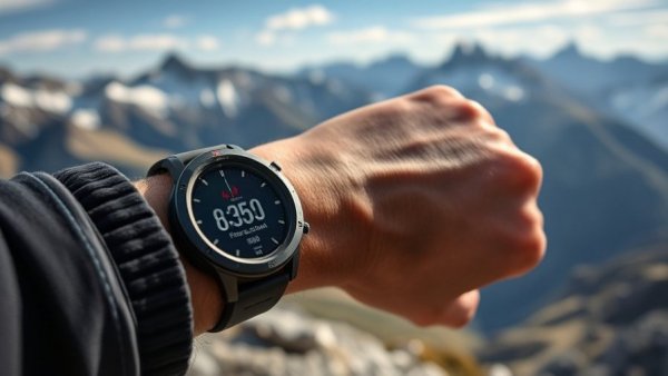 Suunto Vertical 2 Smartwatch displaying data against mountain backdrop.