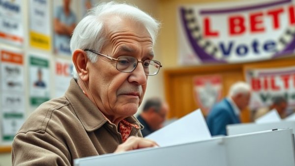 Elderly man voting in Egypt parliamentary elections in polling station.