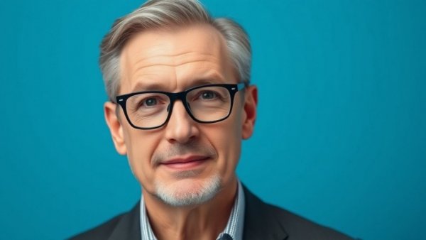 Confident man discussing healing trauma mistakes on a blue background.