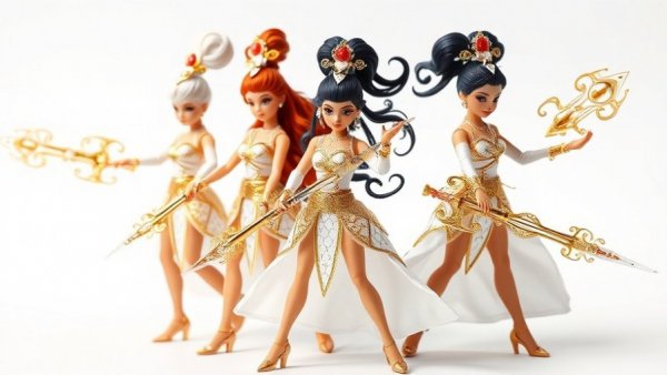 Stylish KPop Demon Hunters dolls with ornate weapons