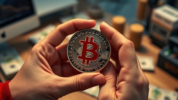 Close-up of Bitcoin coin questioned against traditional currency.