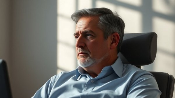 Pensive man indoors representing Bitcoin Recovery