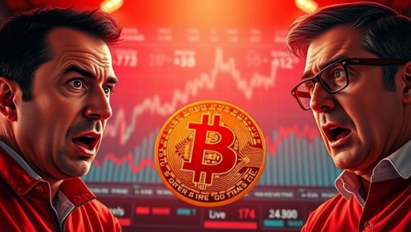 Live news scene with Bitcoin symbol and shocked expressions discussing Bitcoin and Ethereum bottom predictions.