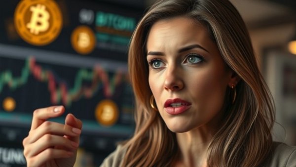 Focused woman discussing Bitcoin investment, highlighting capital rotation.