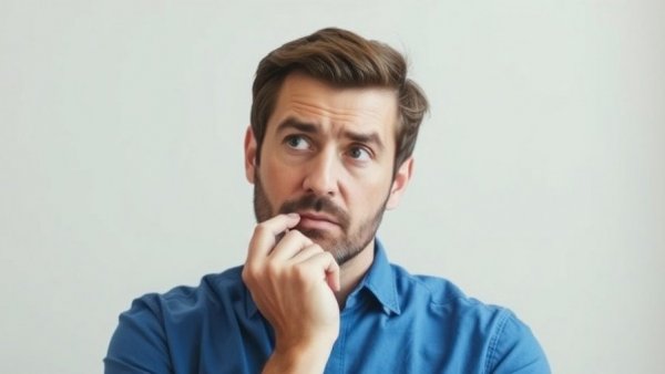 Man appearing thoughtful with 'FIRST TIME...' text overlaid.