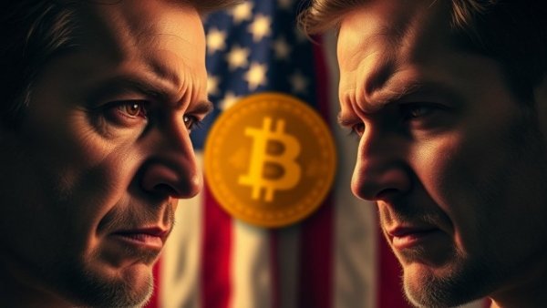 Bitcoin inflation impact analysis with two individuals and a Bitcoin logo.