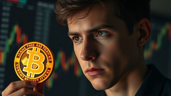 Bitcoin trading strategies alert with focused young man