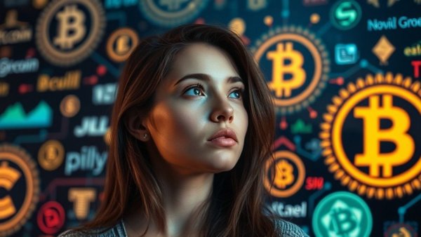 Replace SWIFT with Blockchain concept visual with thoughtful woman.