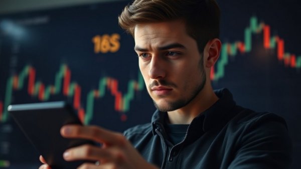 Detailed crypto bear market analysis with candlestick chart and concerned analyst.