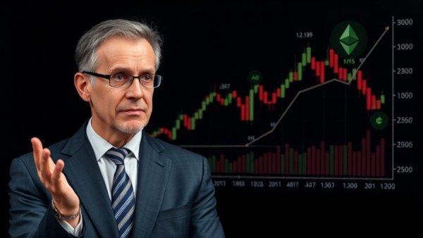 Tom Lee Ethereum Prediction; man shrugging with Ethereum chart overlay.