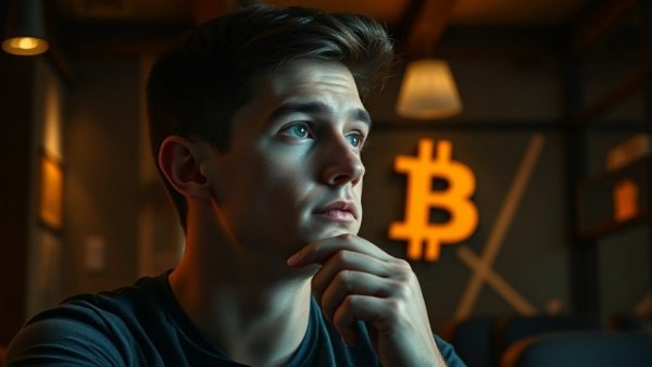 Bitcoin Price Predictions concept image with thoughtful person.