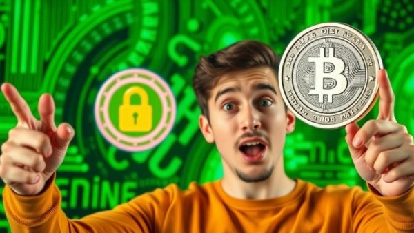 Privacy coins resurgence depicted with an excited man and bold graphics.
