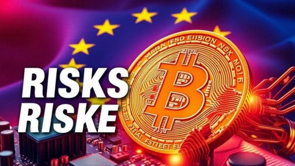 Illustration highlighting Bitcoin risks in 2026 with digital elements.