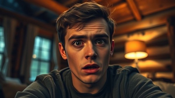 Pensive young man looking alarmed indoors, warning for crypto holders.