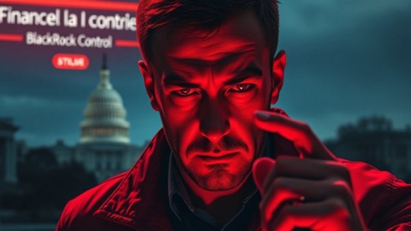 Wall Street Control Cryptocurrency theme with magnifying glass and Capitol.