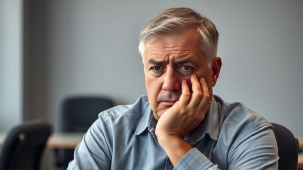 Bitcoin Price Drop Analysis: Worried man pondering market trends.