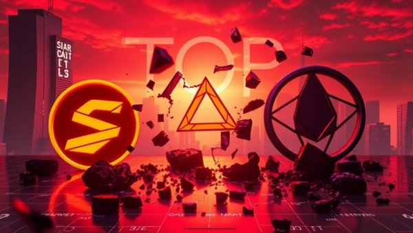 Dramatic artwork of broken altcoins representing Bitcoin dominates the market.