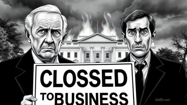 U.S. Government Shutdown impact on crypto, artistic illustration of concern.