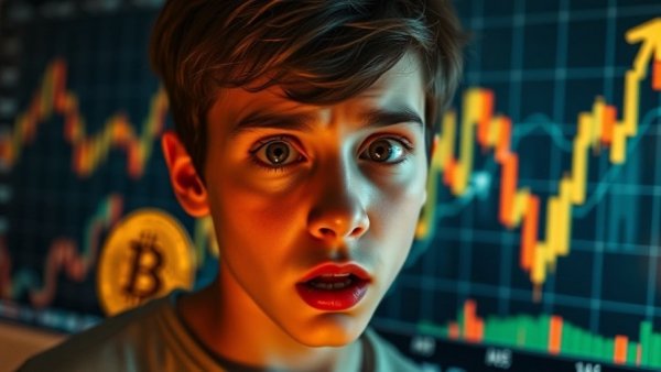 Bitcoin Is TRICKING YOU! Shocked expression with gold and Bitcoin trends.