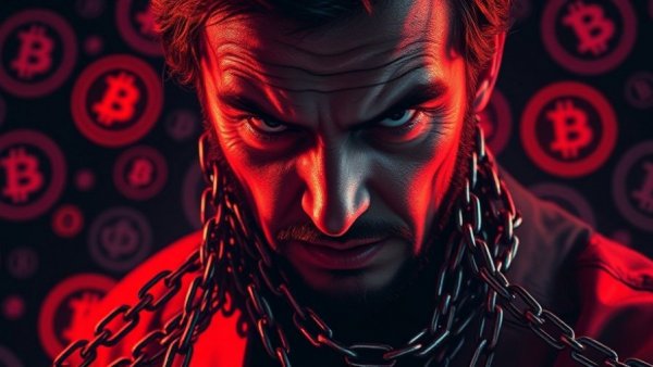 Blackrock's involvement in cryptocurrency visualized as dramatic chain and symbol concept.