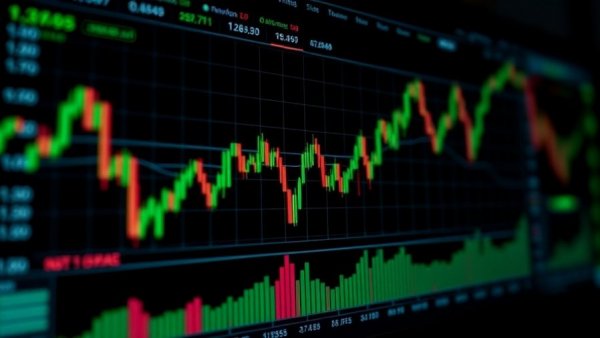 Dynamic crypto trading interface with market graphs and data.