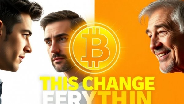 Saylor just saved Bitcoin; digital illustration of two men discussing Bitcoin with a prominent Bitcoin symbol.