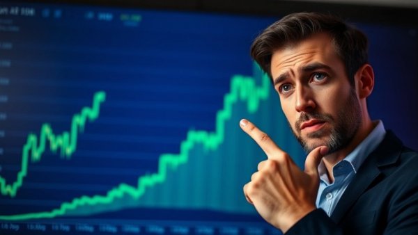 Bitcoin recovery concept with upward graph and concerned individual.