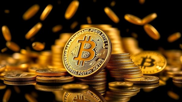 Golden Bitcoin coins highlighting Bitcoin safety.