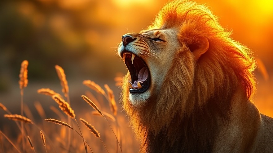 Majestic lion roaring at sunset in Randburg's Lion & Safari Park, capturing wildlife adventure.