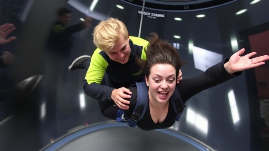 Indoor skydiving instructor guiding a first-time flyer in Randburg's safe facility.