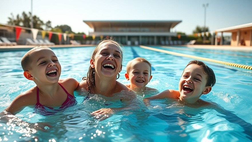 Family enjoying summer fun at Randburg aquatic center's swimming pool.