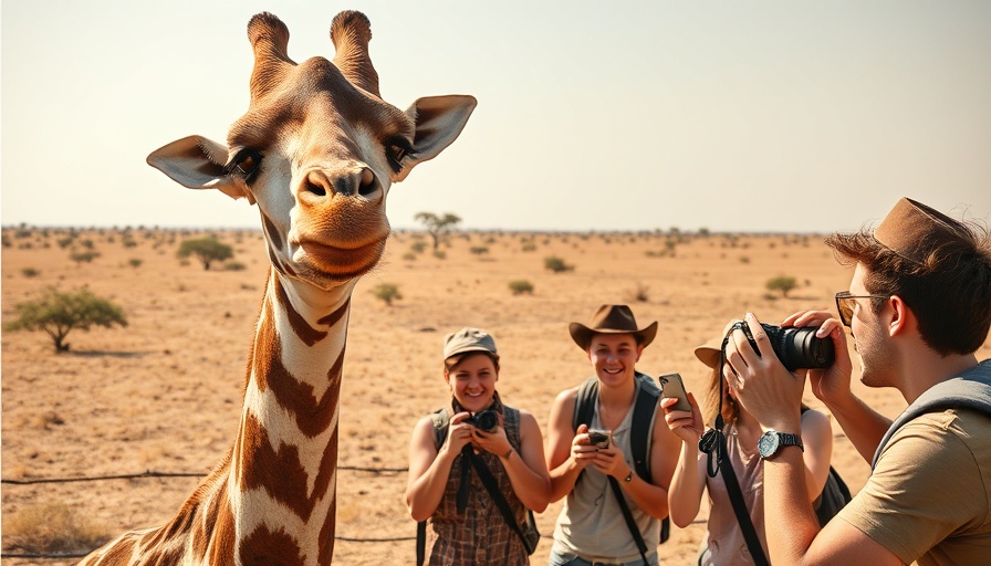 Safari tourists capturing a giraffe, National Geographic Expeditions.