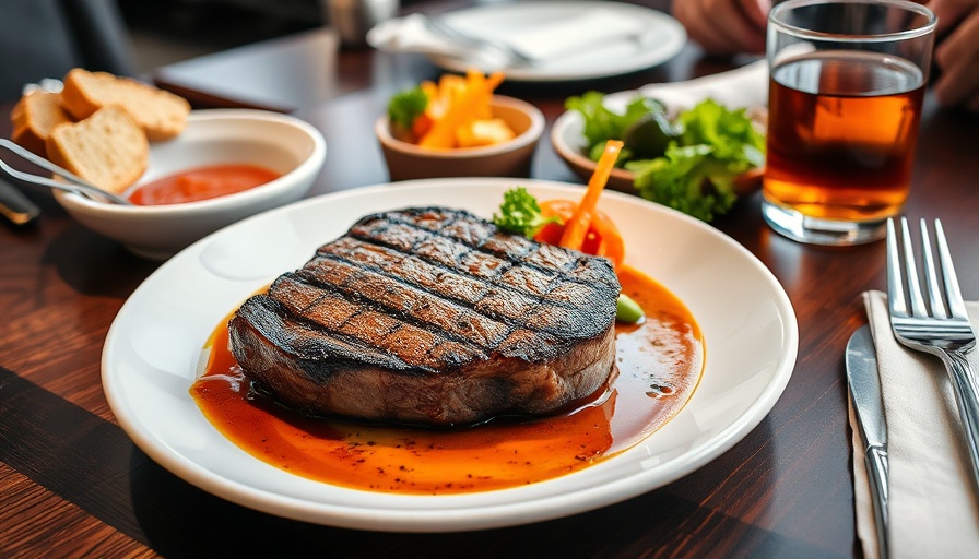 Durban restaurants gourmet steak dinner on a wooden table