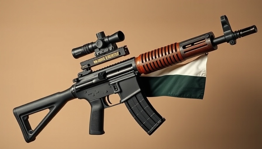 Sudan conflict symbolized by rifle with flag